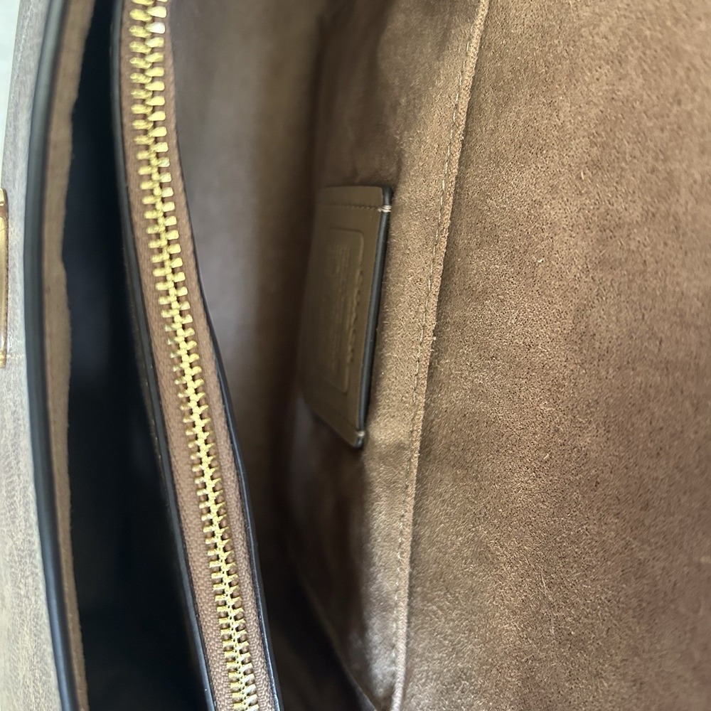 Coach Eliza Brown Signature Canvas Leather Shoulder Bag Excellent - Picture 8 of 11